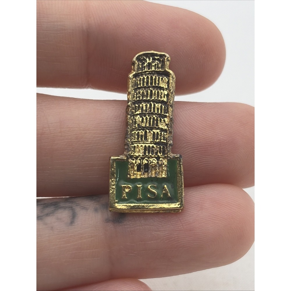 Leaning Tower Of Pisa Italy Gold Tone Lapel Hat Pin